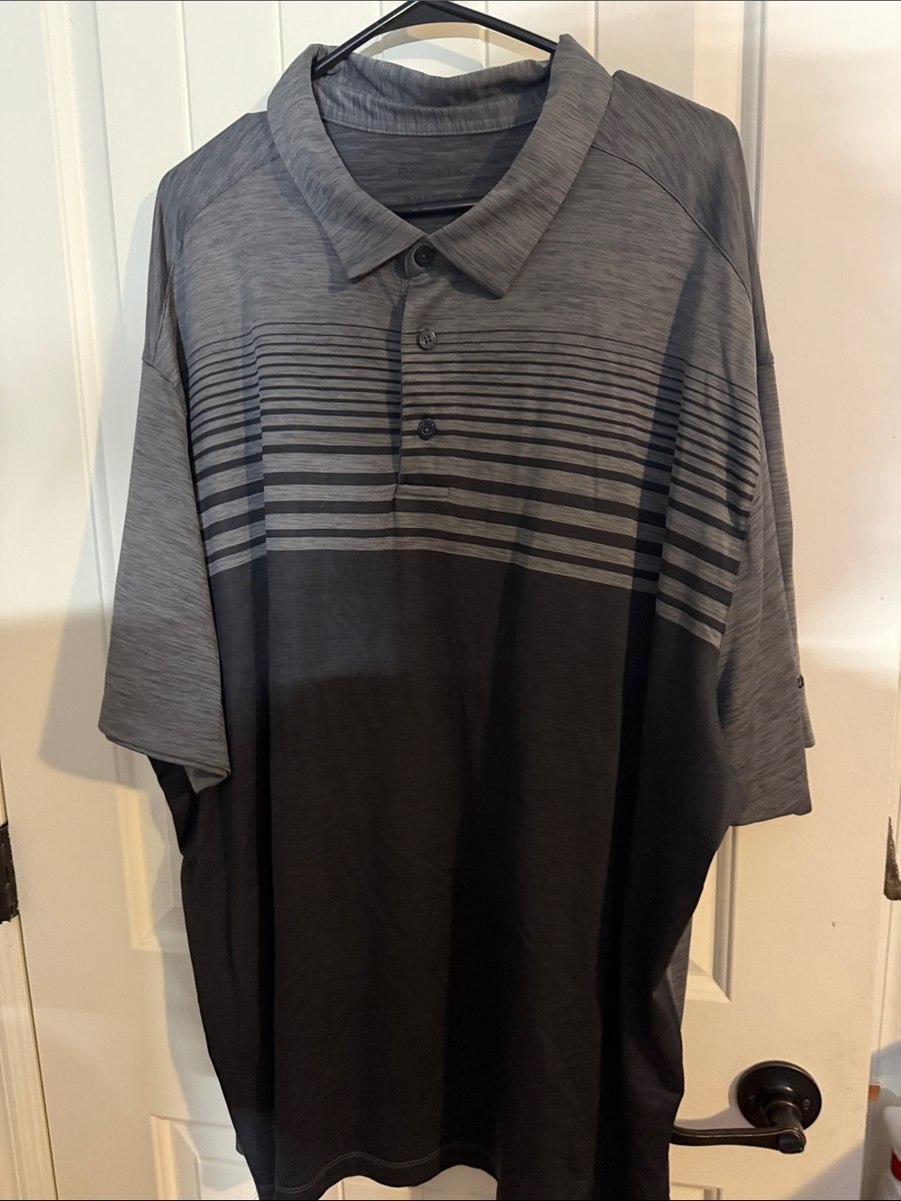 Reebok Grey & Black Striped Men's Polo